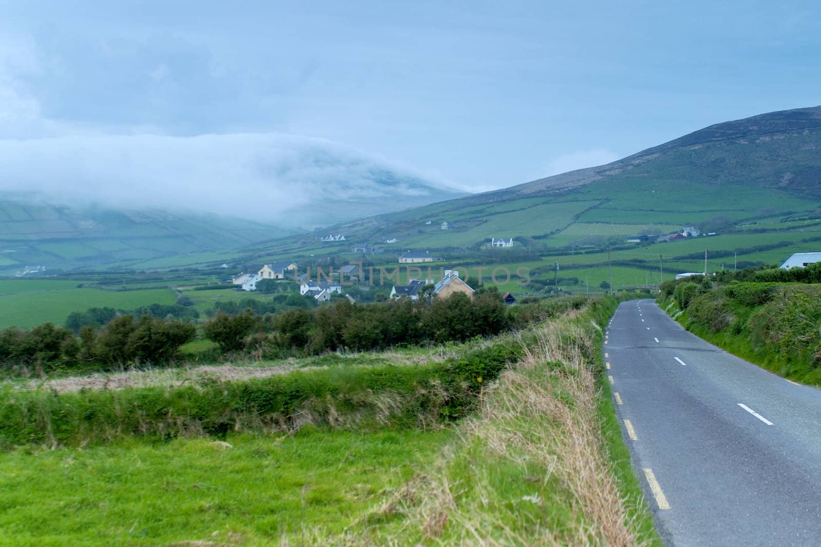 Road going through village in rural Ireland