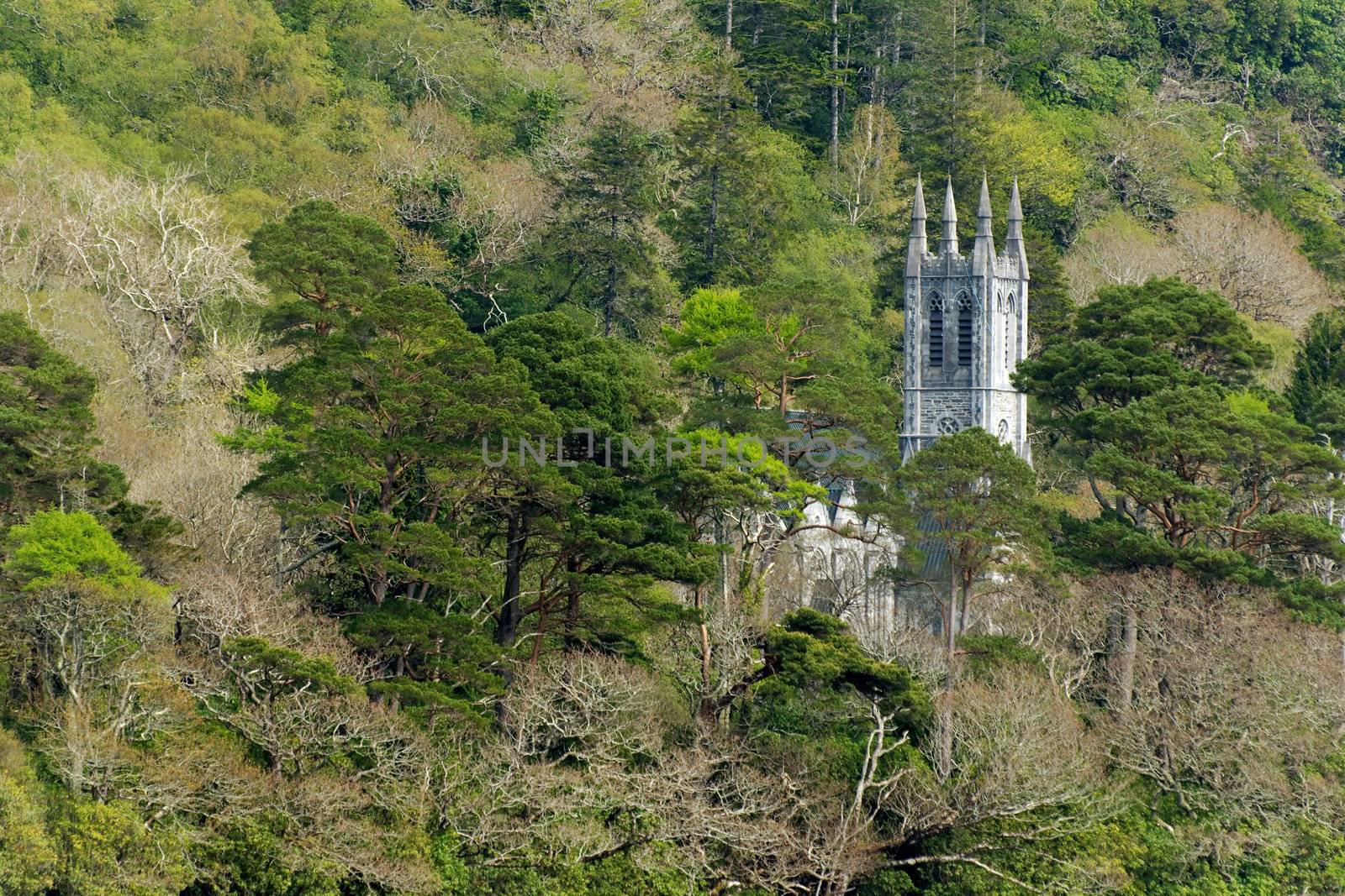 View of abbey at Connemara, Ireland