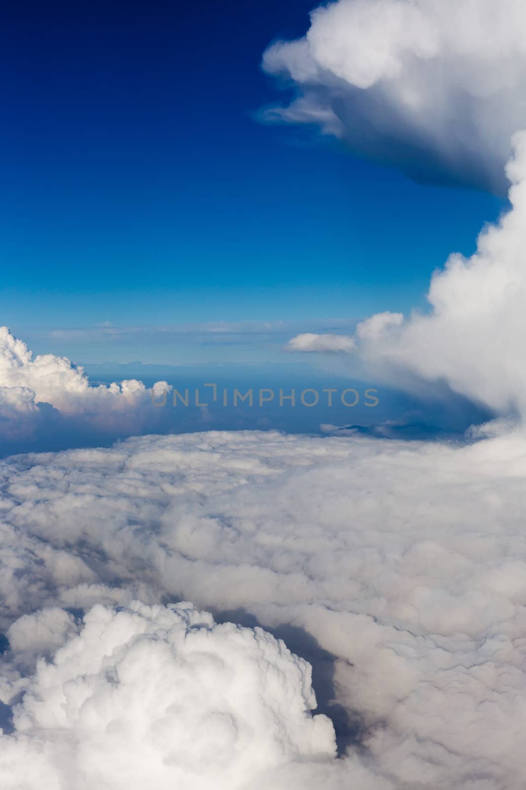 Cloudscape seen from above the clouds.