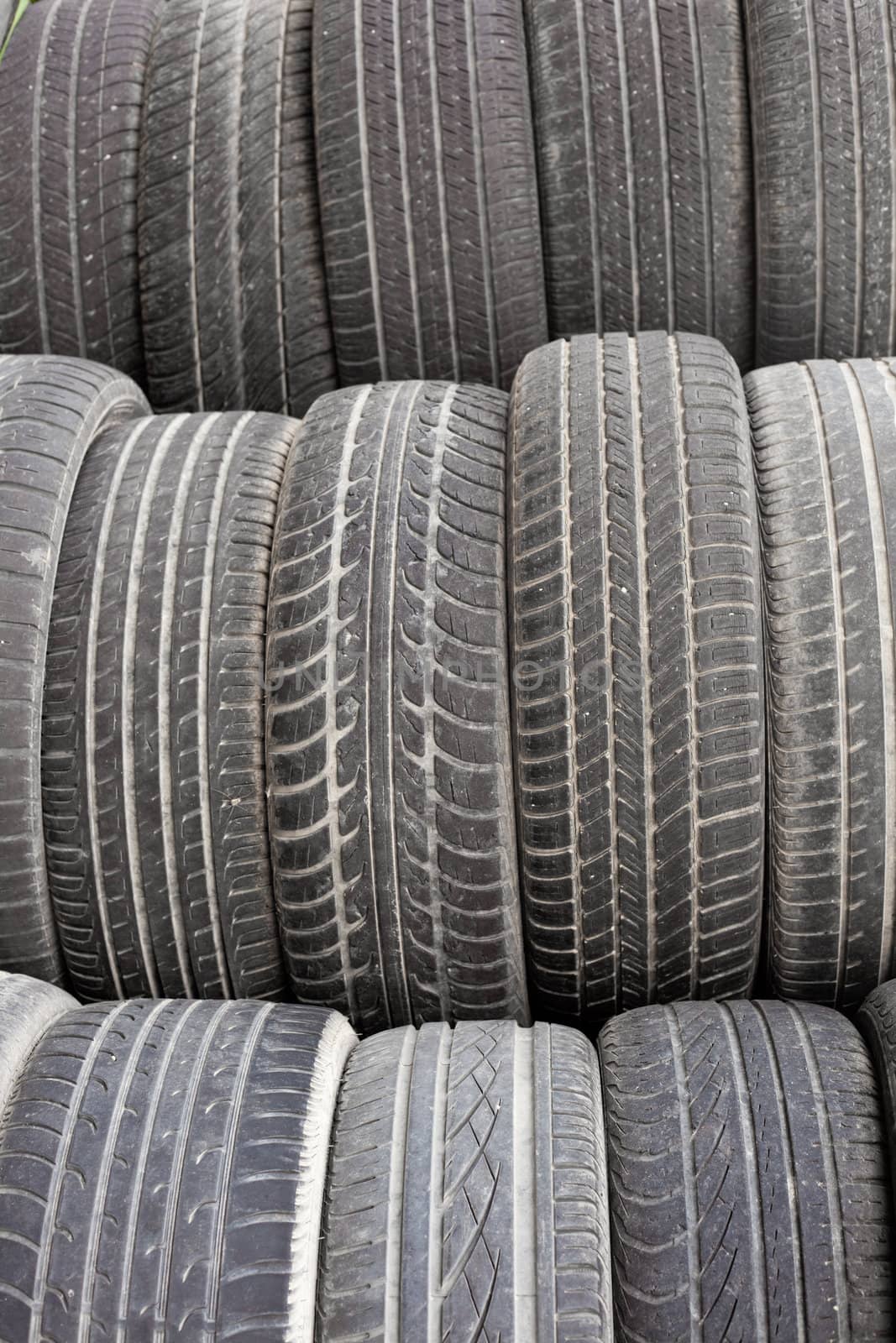 Background texture pattern of old tires for rubber recycling.