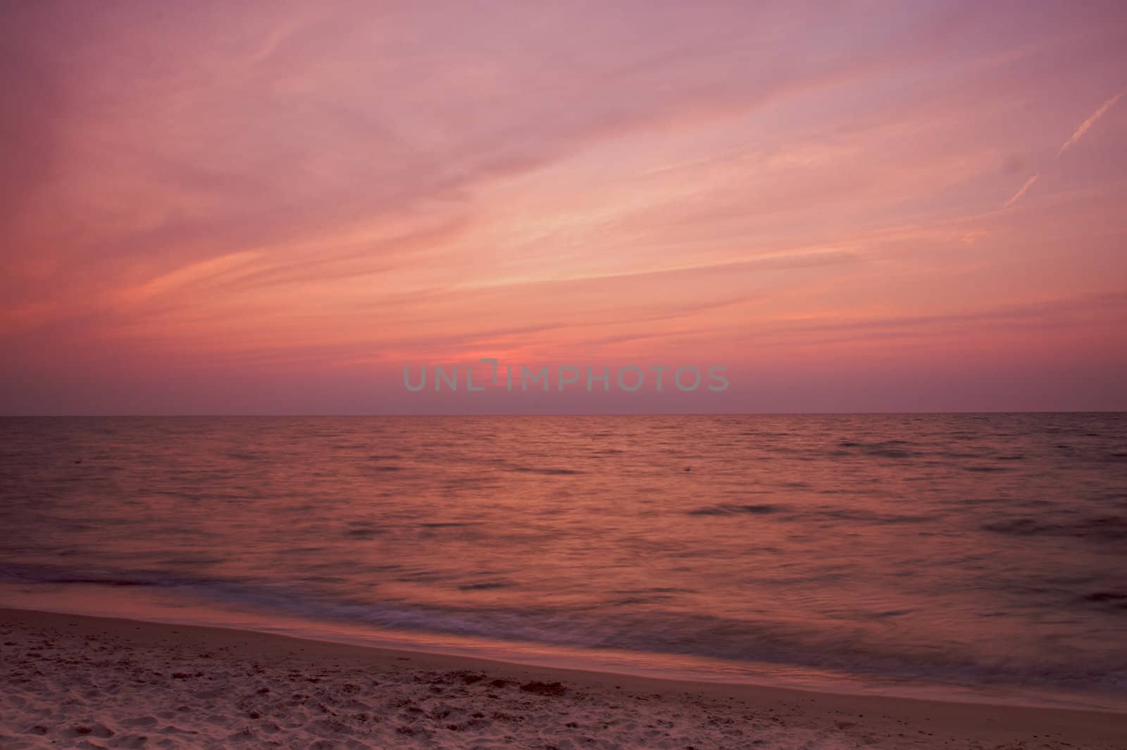 Lake Michigan Sunset with beach by bobkeenan