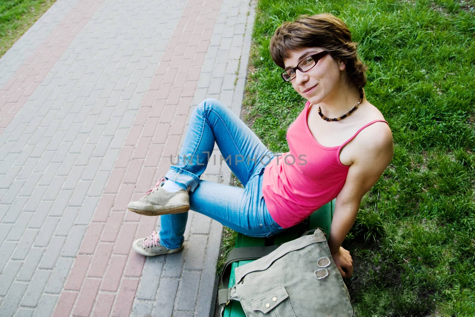 Girl on park bench by Keetten_Predators