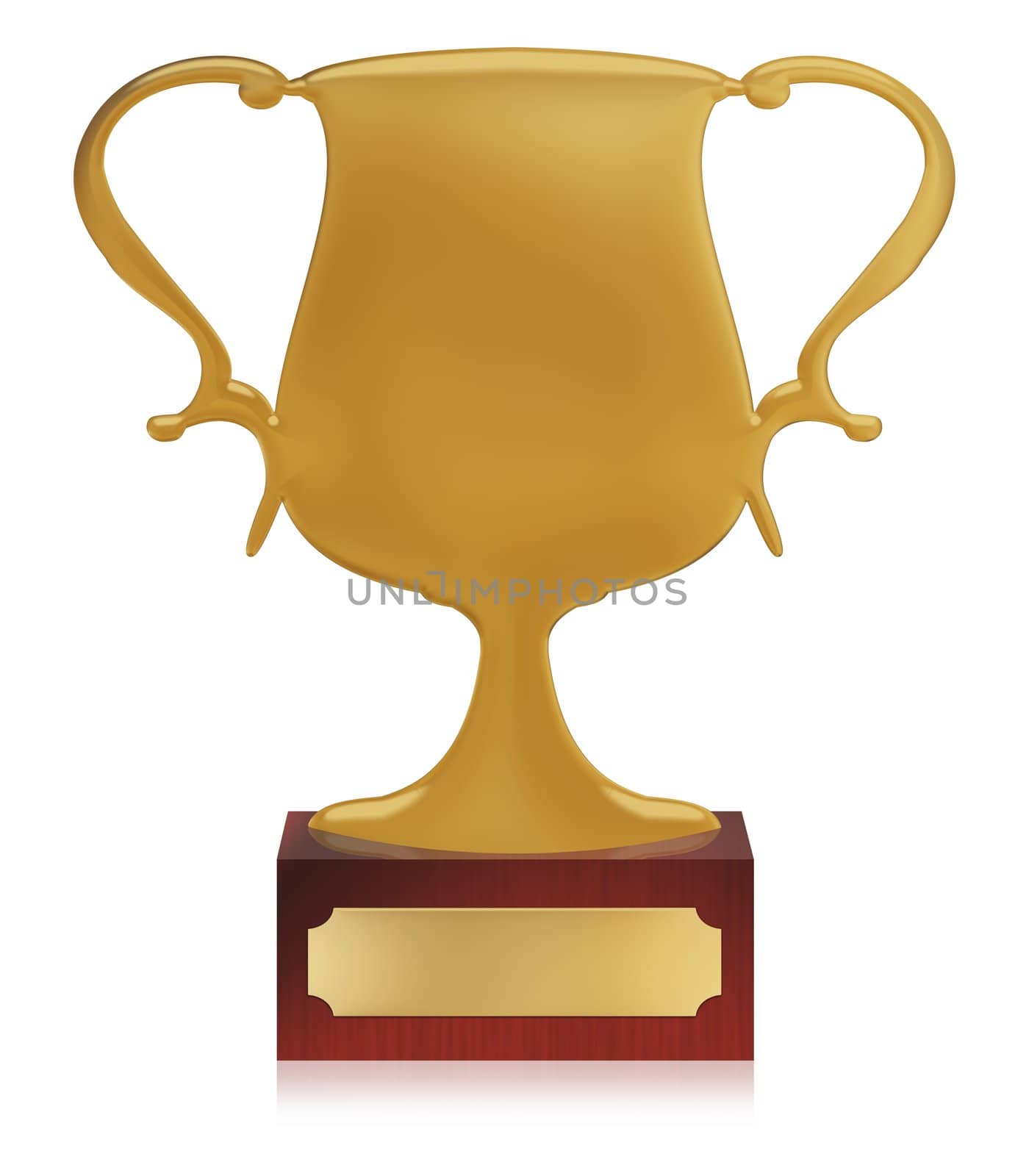Isolated illustration of a golden trophy with base and name plate