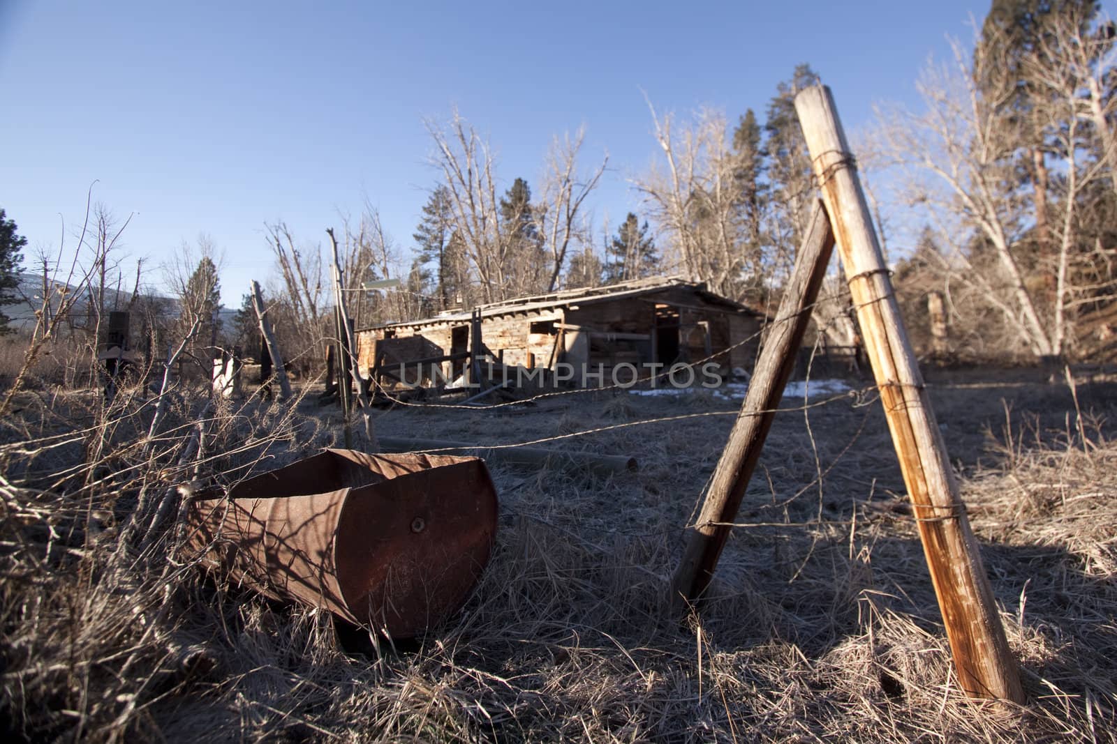 an old cabin barn that has been abandoned.