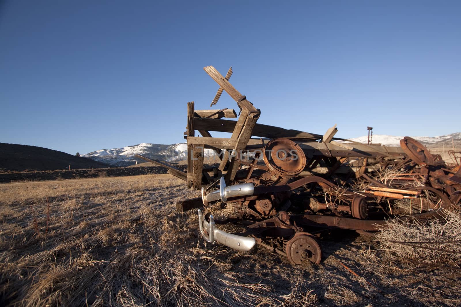 old junk in a field