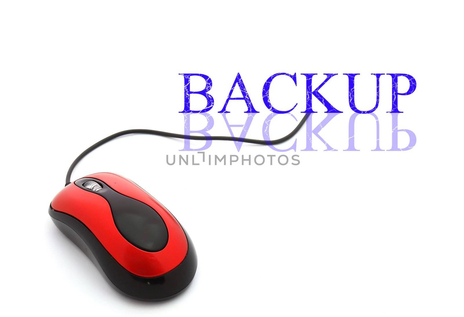 Backup word connected with pc mouse by rufous