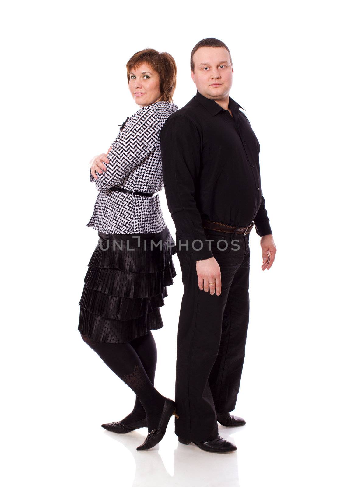 Cheerful Middle aged couple together isolated on white