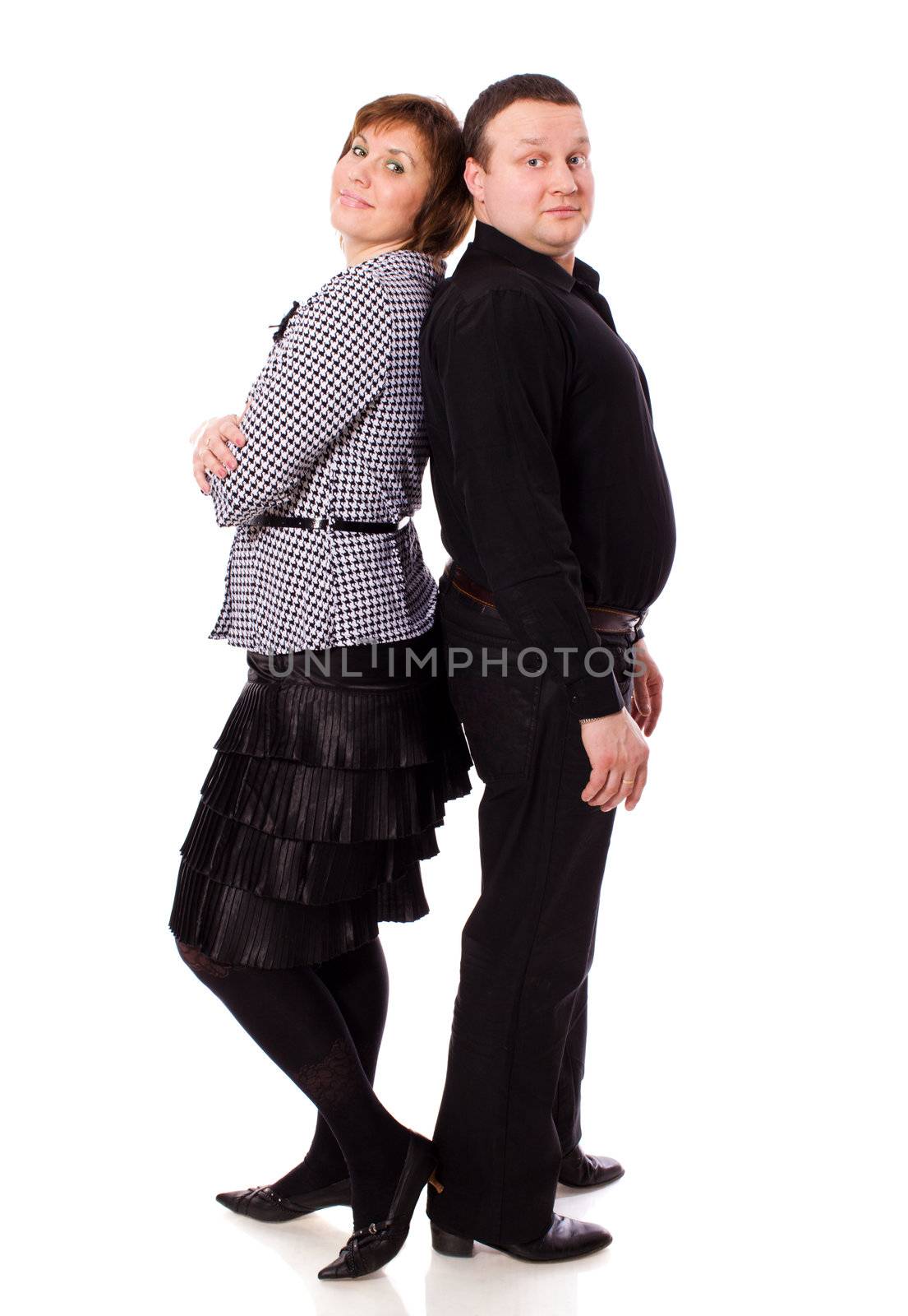 Cheerful Middle aged couple together isolated on white