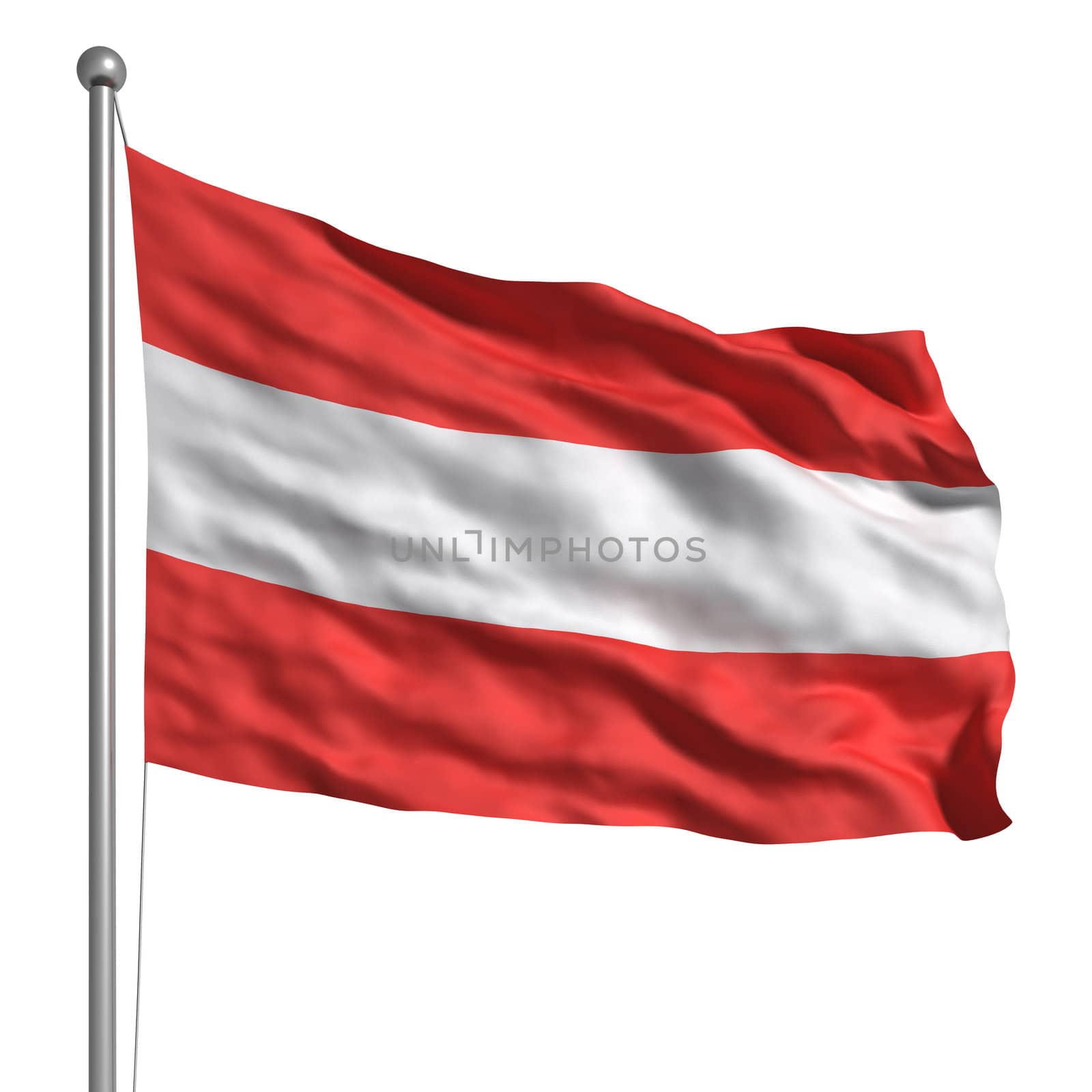 Flag of Austria. Rendered with fabric texture (visible at 100%). Clipping path included.