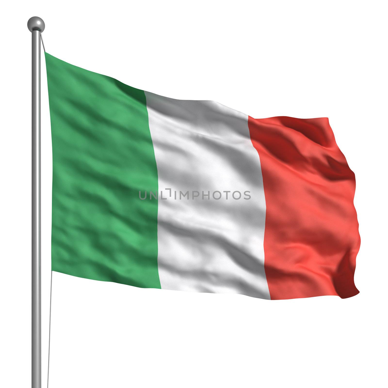 Flag of Italy. Rendered with fabric texture (visible at 100%). Clipping path included.