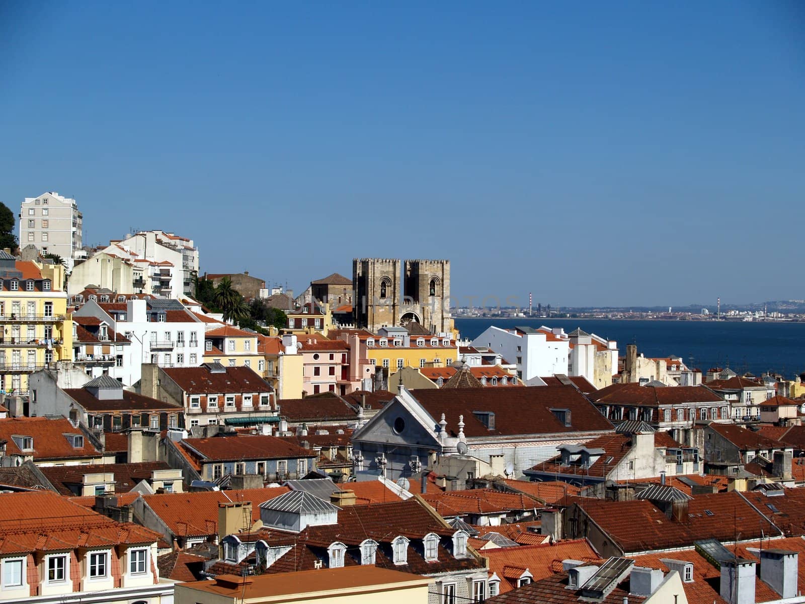 View of Lisbon on  summer day.