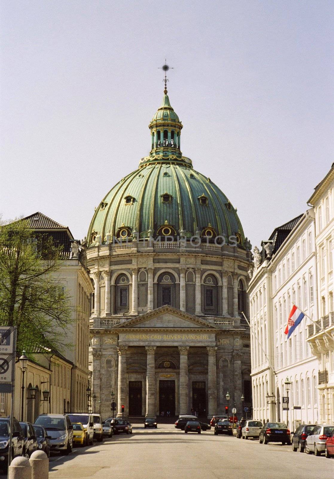 Royal palace Amalienborg in summer and sunlight Copenhagen Denmark