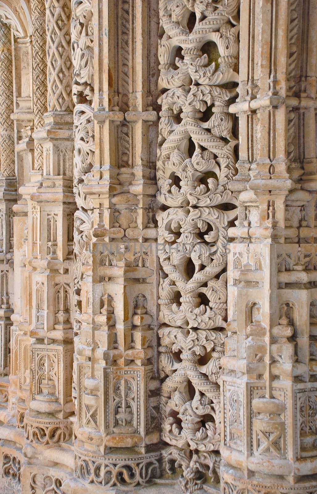 Details of stone portal in manuelino-style, Monasrtery of Batalha, Portugal.