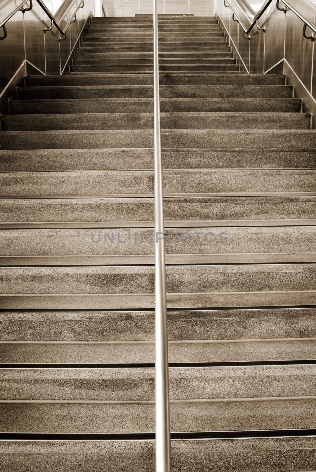 Here are stairs that man can go up or down.
