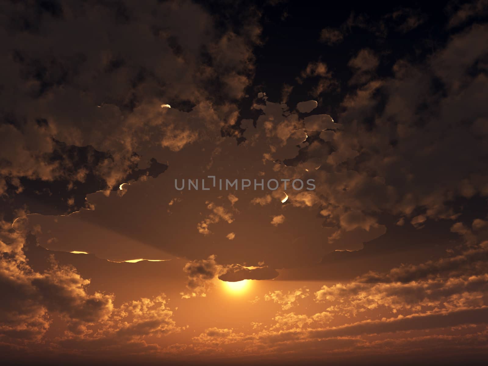 View of the sun and some clouds in the sky.