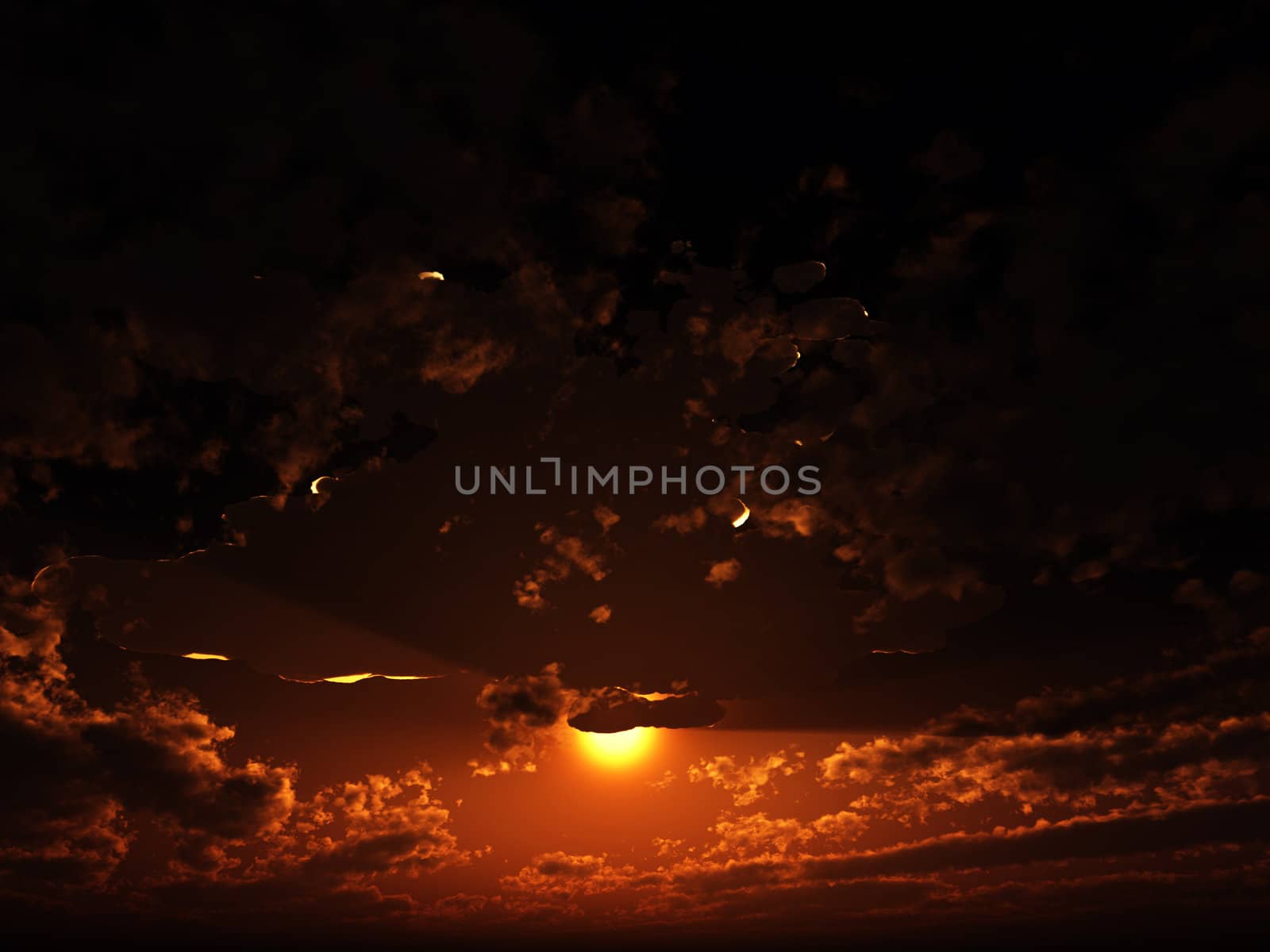 View of the sun and some clouds in the sky.