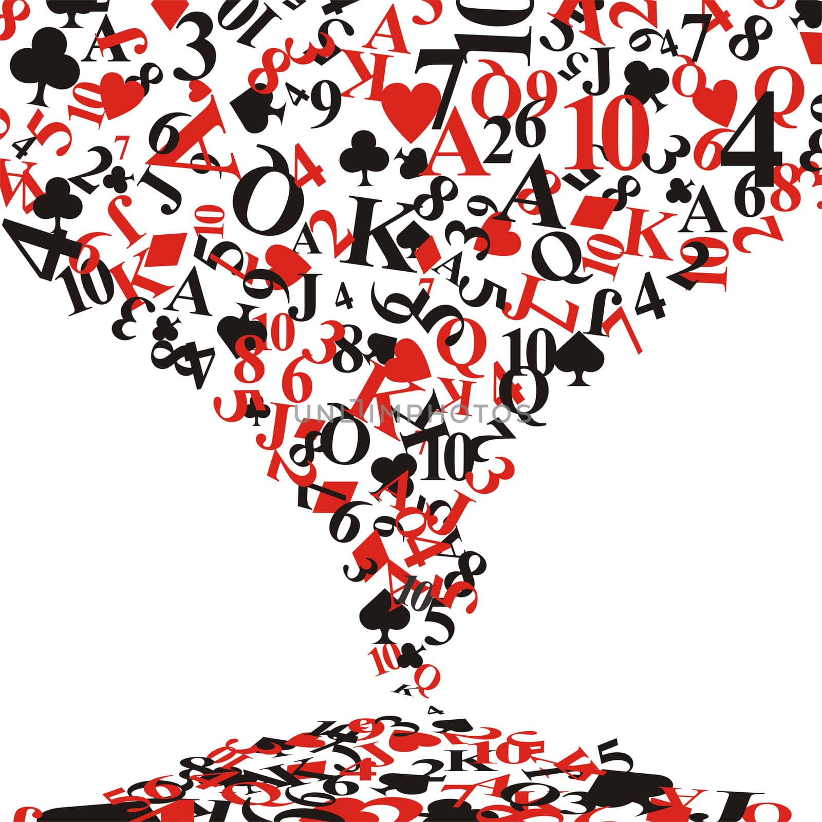 illustration of a large number of falling poker symbols