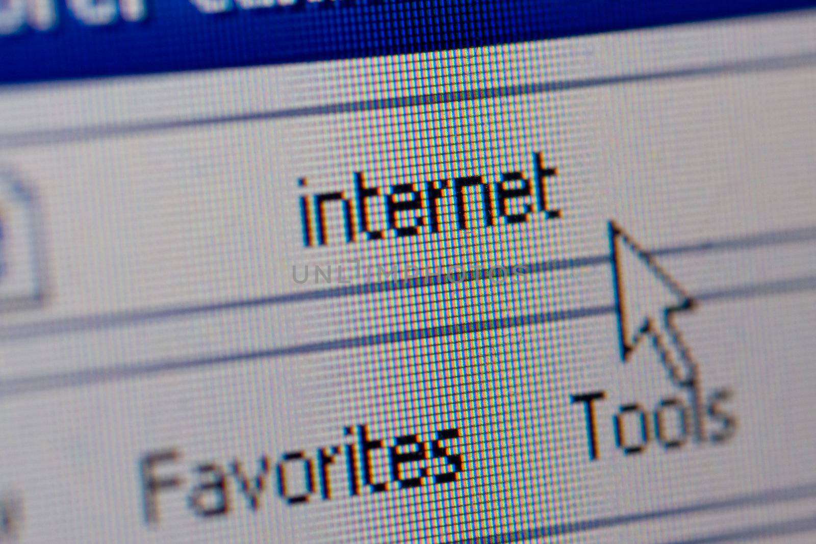 Closeup of internet url address with an arrow using shallow dof