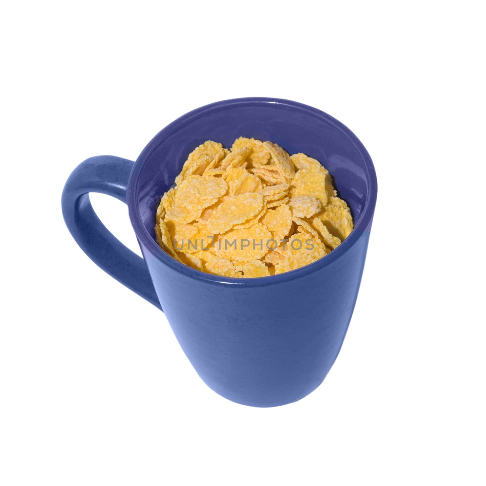 A cup full of cornflakes, view from above