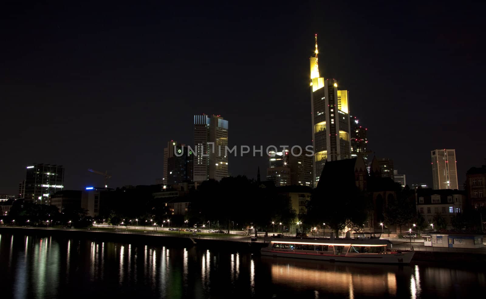 Frankfurt am Main by night from the old bridge