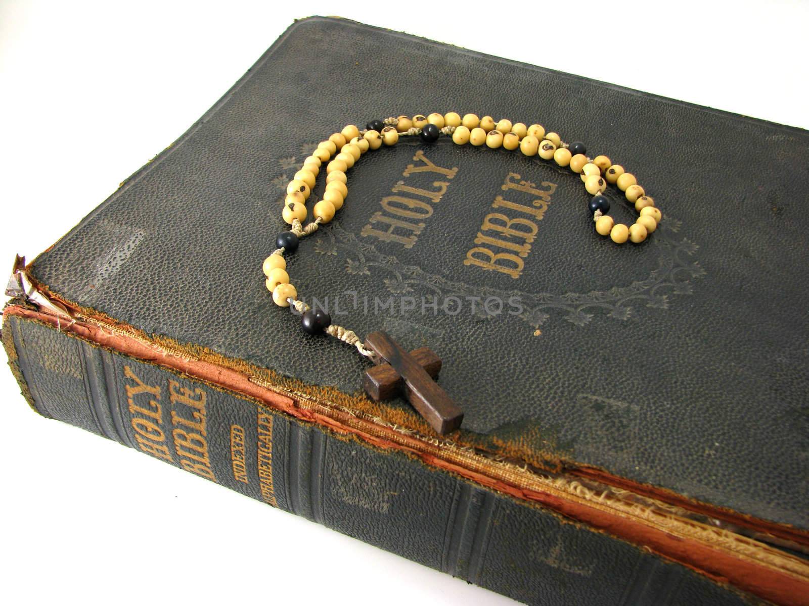 Rosary on an Antique Bible by bellafotosolo
