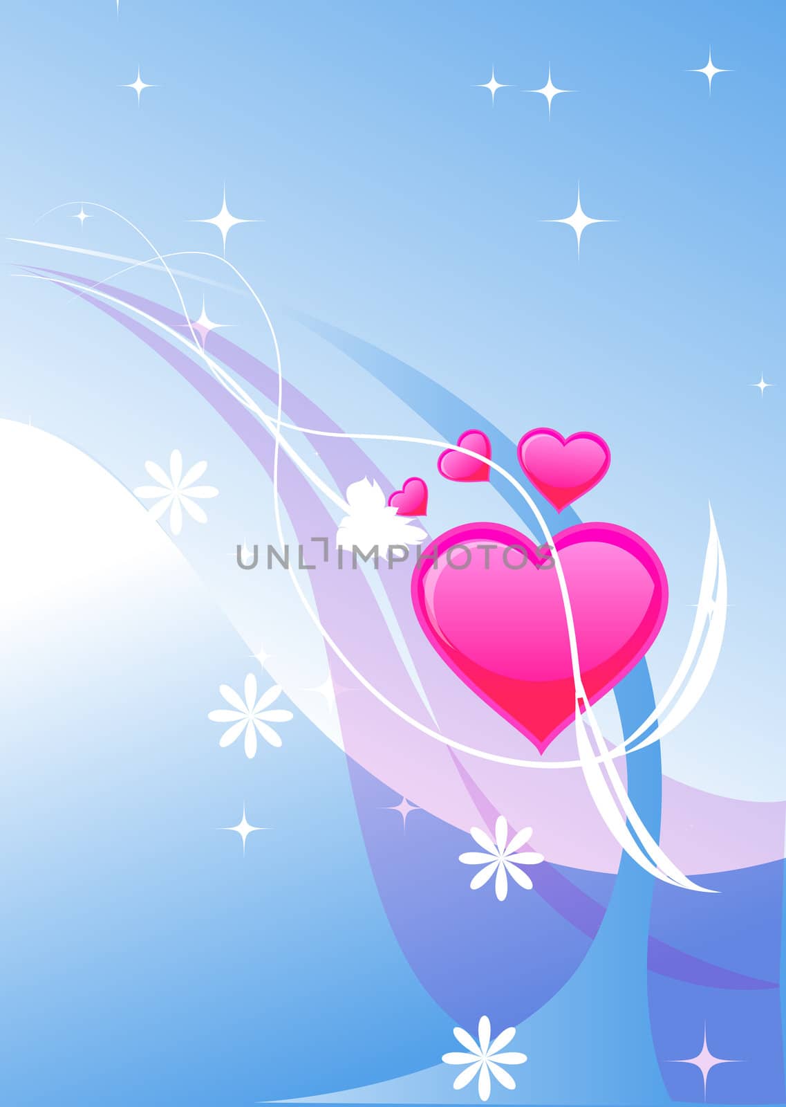 A background with heart shapes flowing in florishes