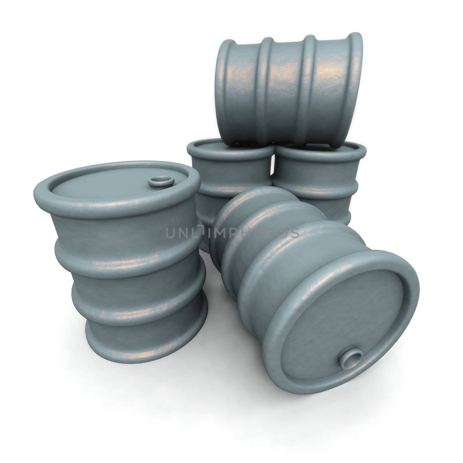 a 3D rendering of some gray barrels