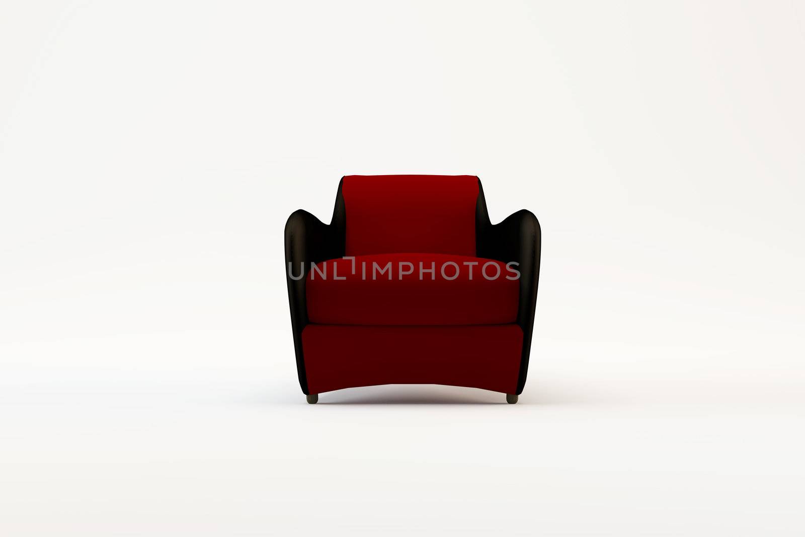 A red and black armchair