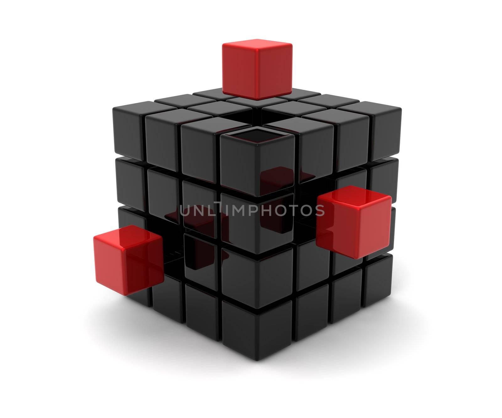 Black an red cubes