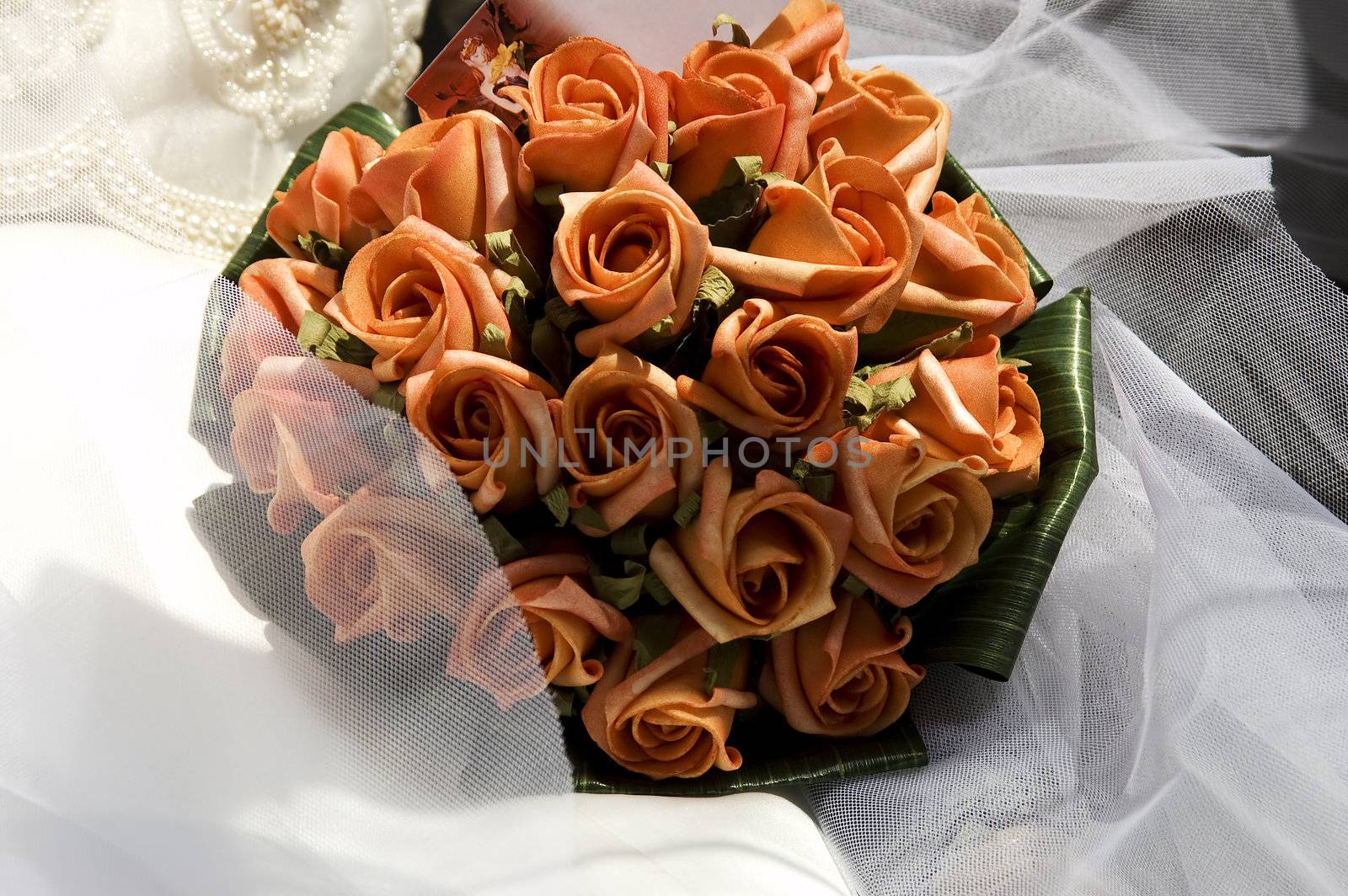 A bouquet of orange roses