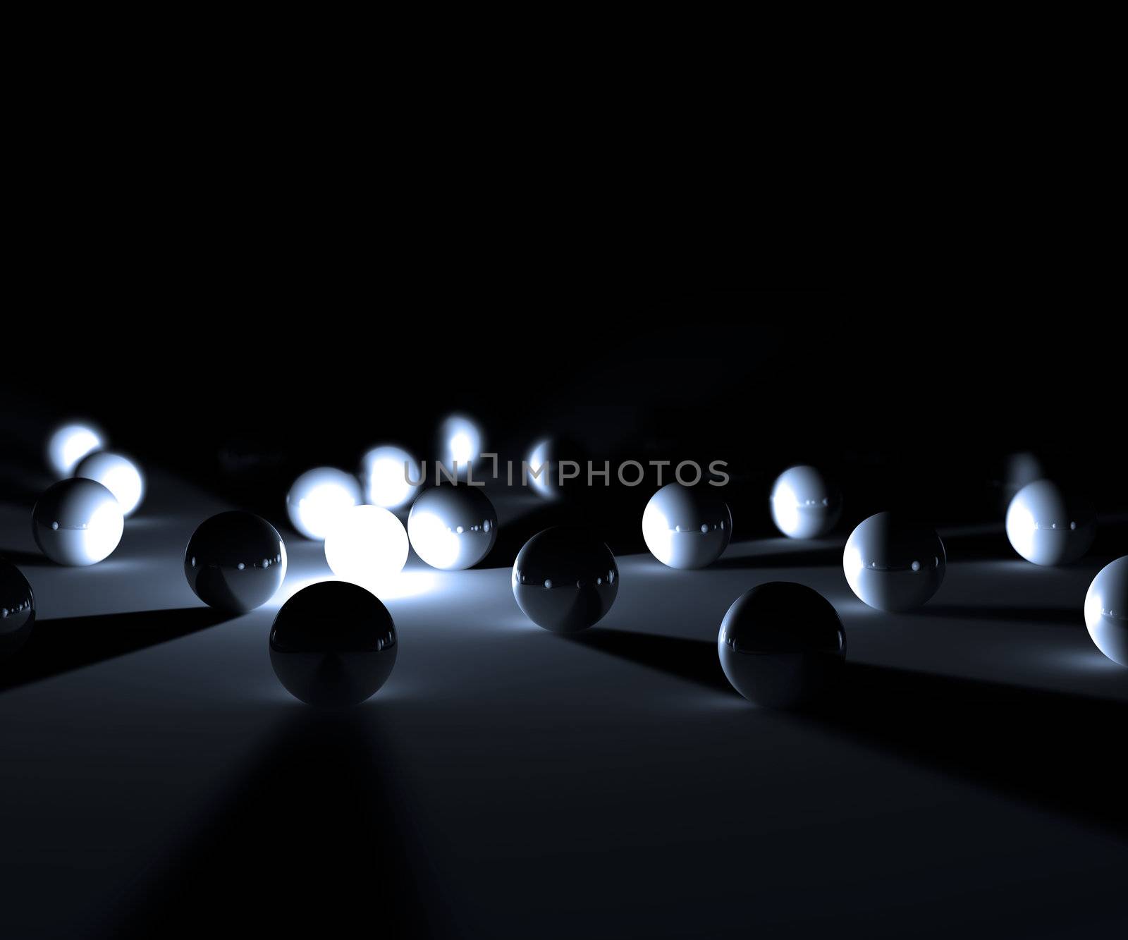 One light ball and many white balls