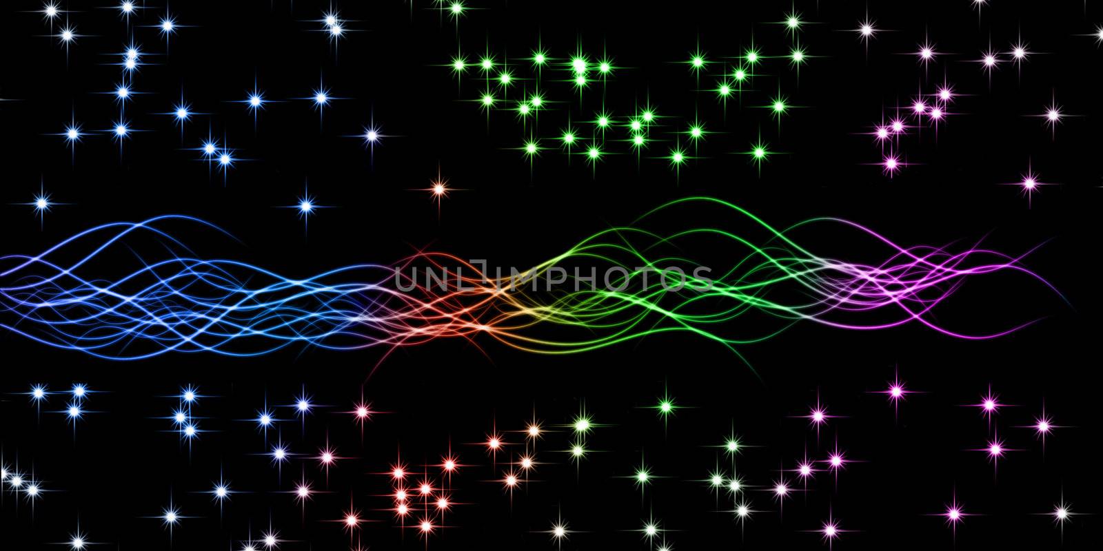 Colored lines and stars