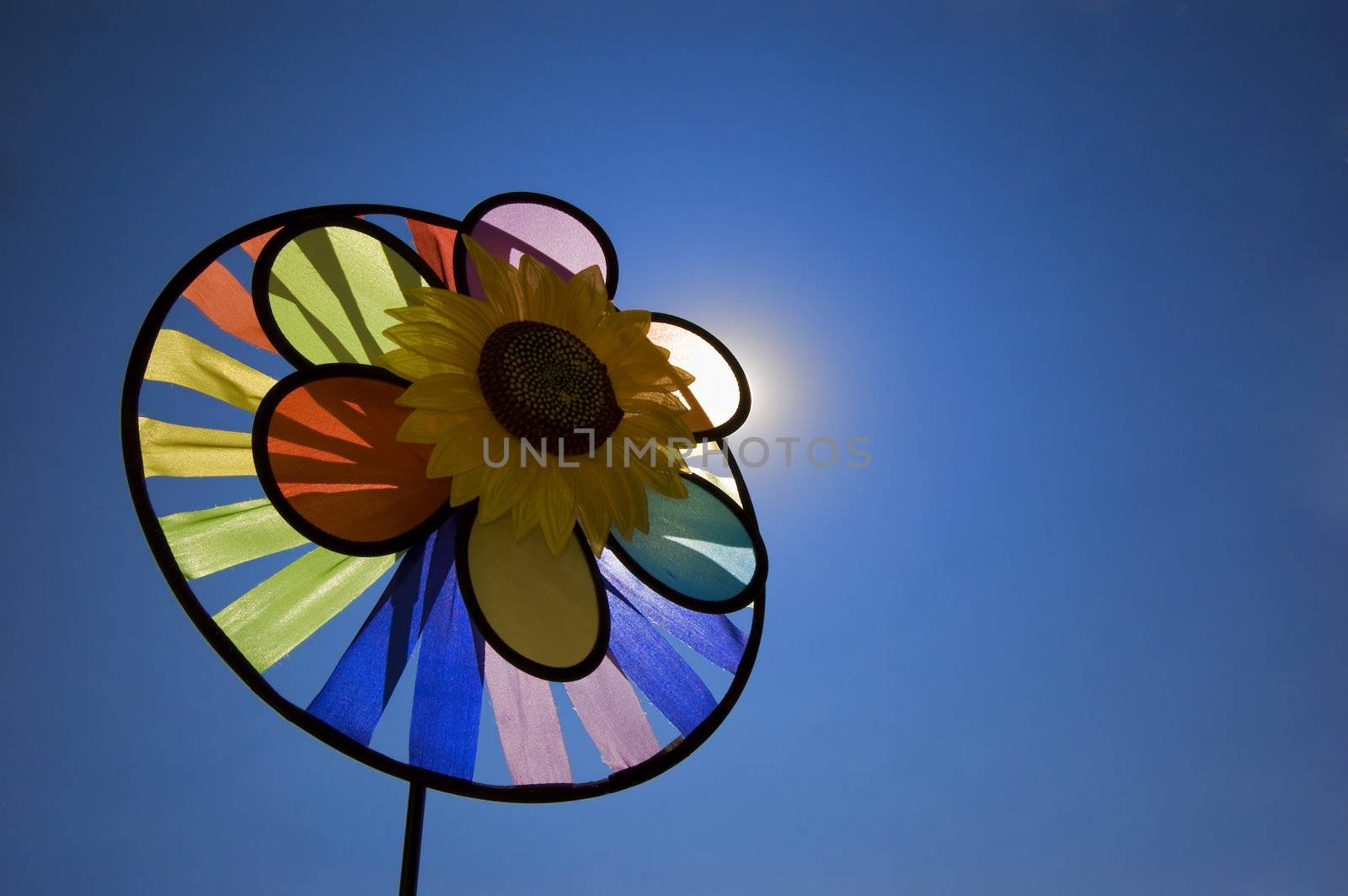 A pinwheel in the blue sky