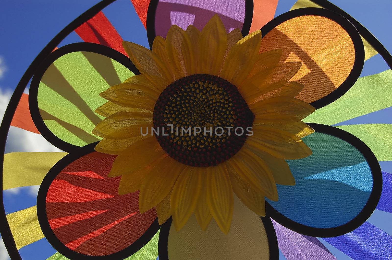 A pinwheel in the blue sky