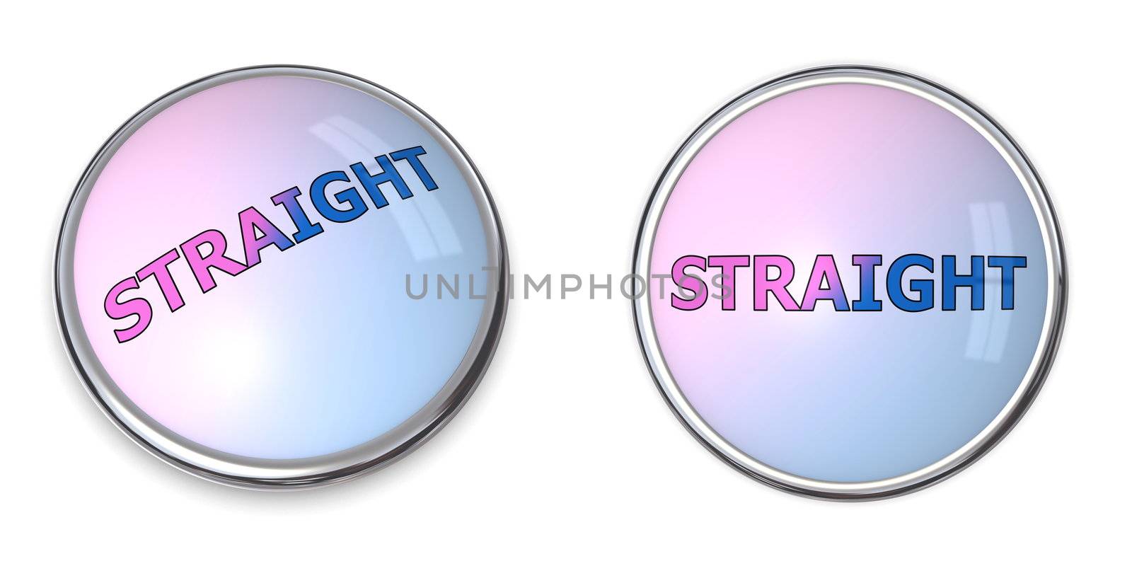 blue-pink gradient button with word straight - chrome bordering