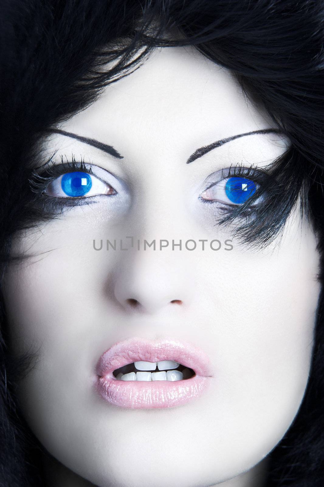 beautiful young woman with blue eyes