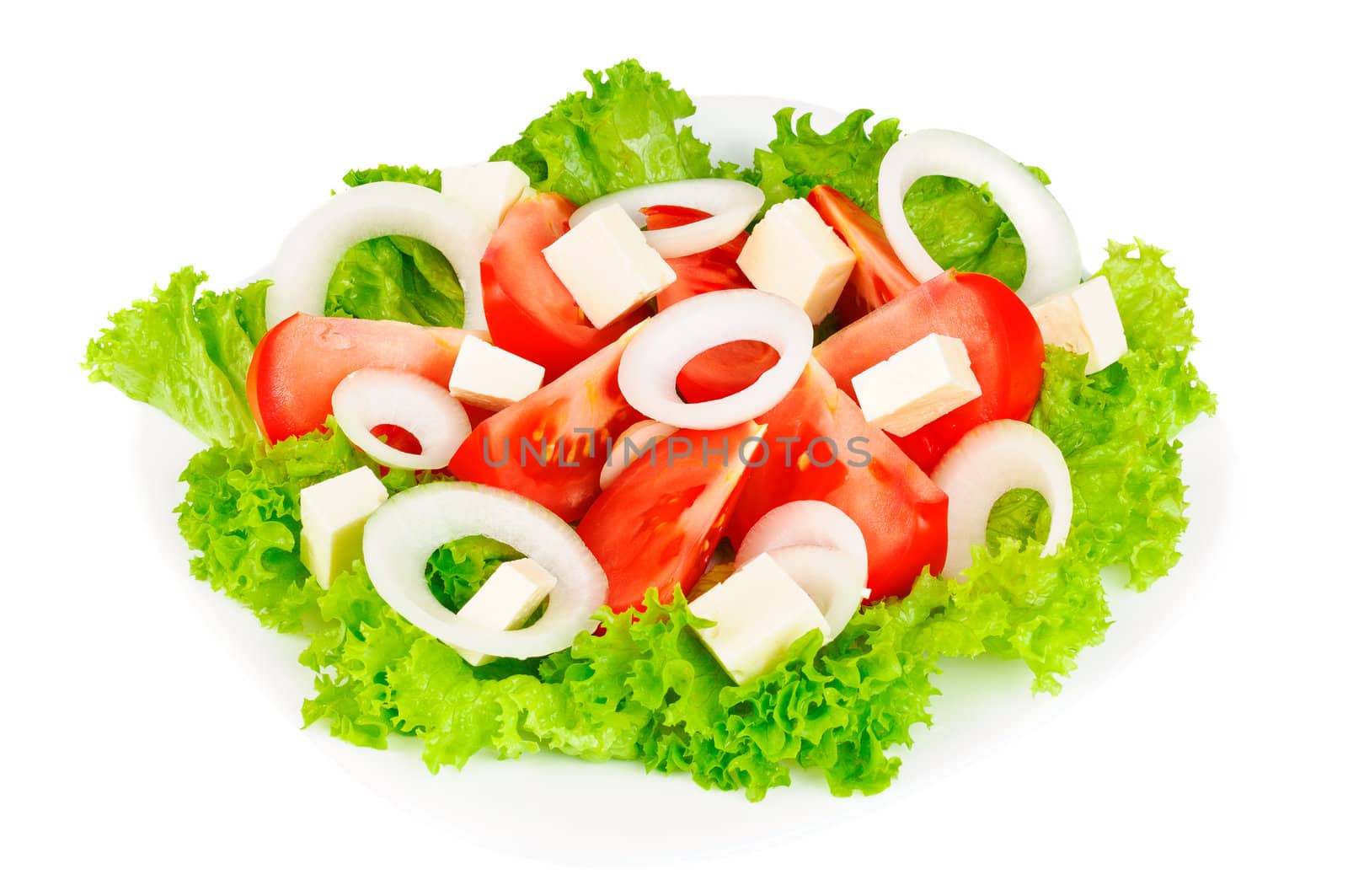 Greek salad on white background isolated