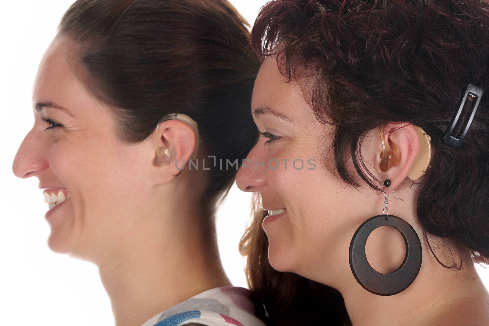 Beautiful young woman with Hearing Aid, closeup shot