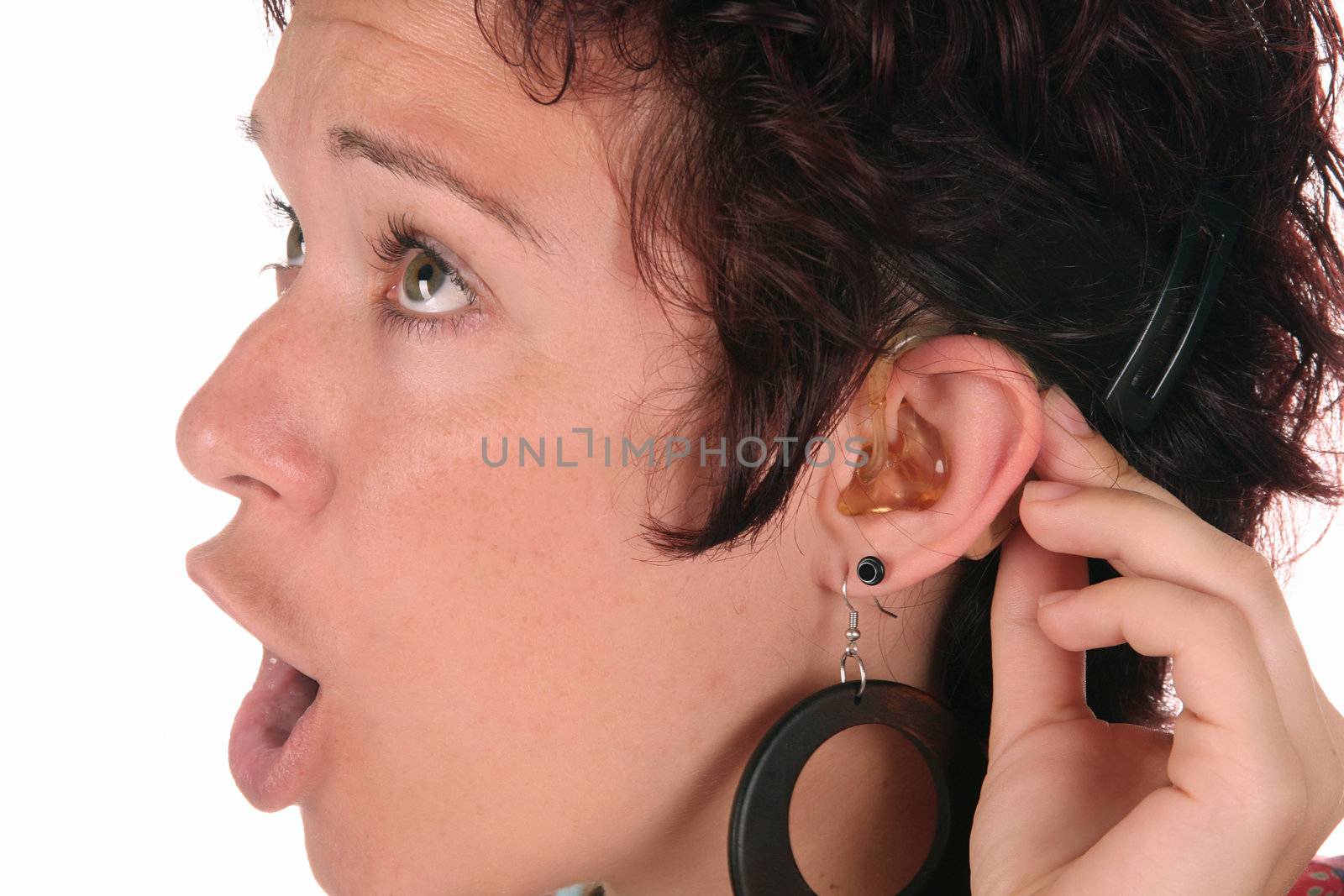Young woman probation tones with Hearing Aid