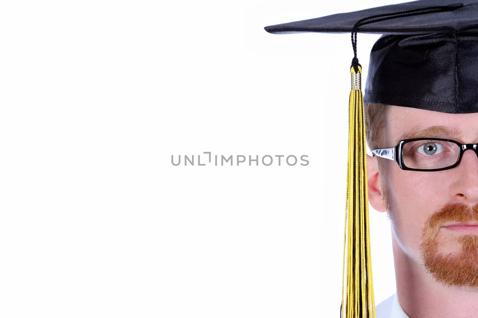 graduation a young man on white background