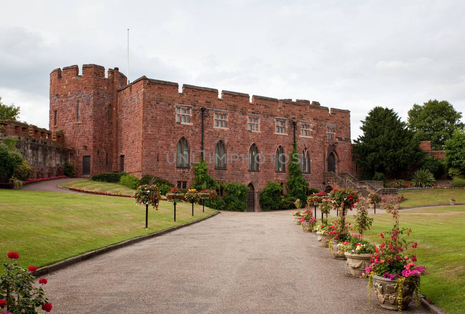 Shrewsbury Castle with floral driveway by steheap