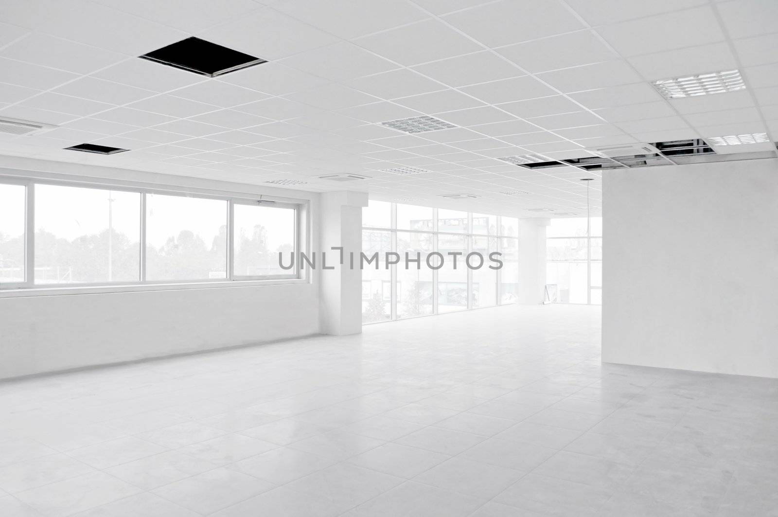  Empty interior white office by rigamondis