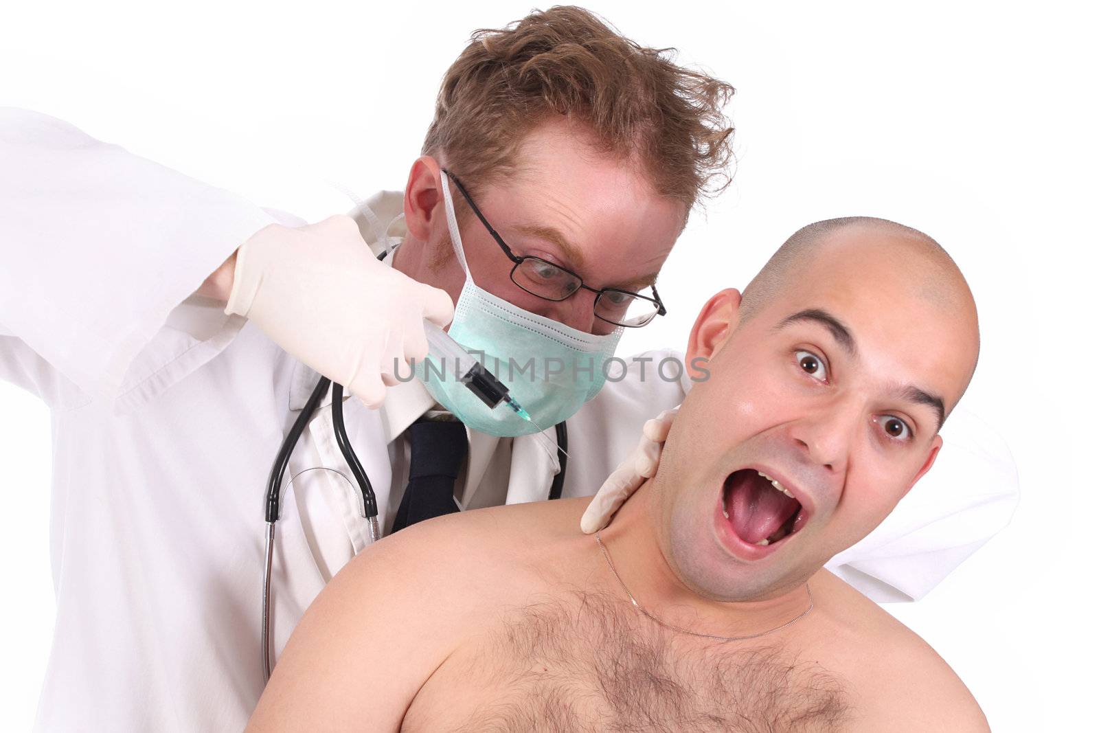 details aggressive doctor injecting a funk patient 