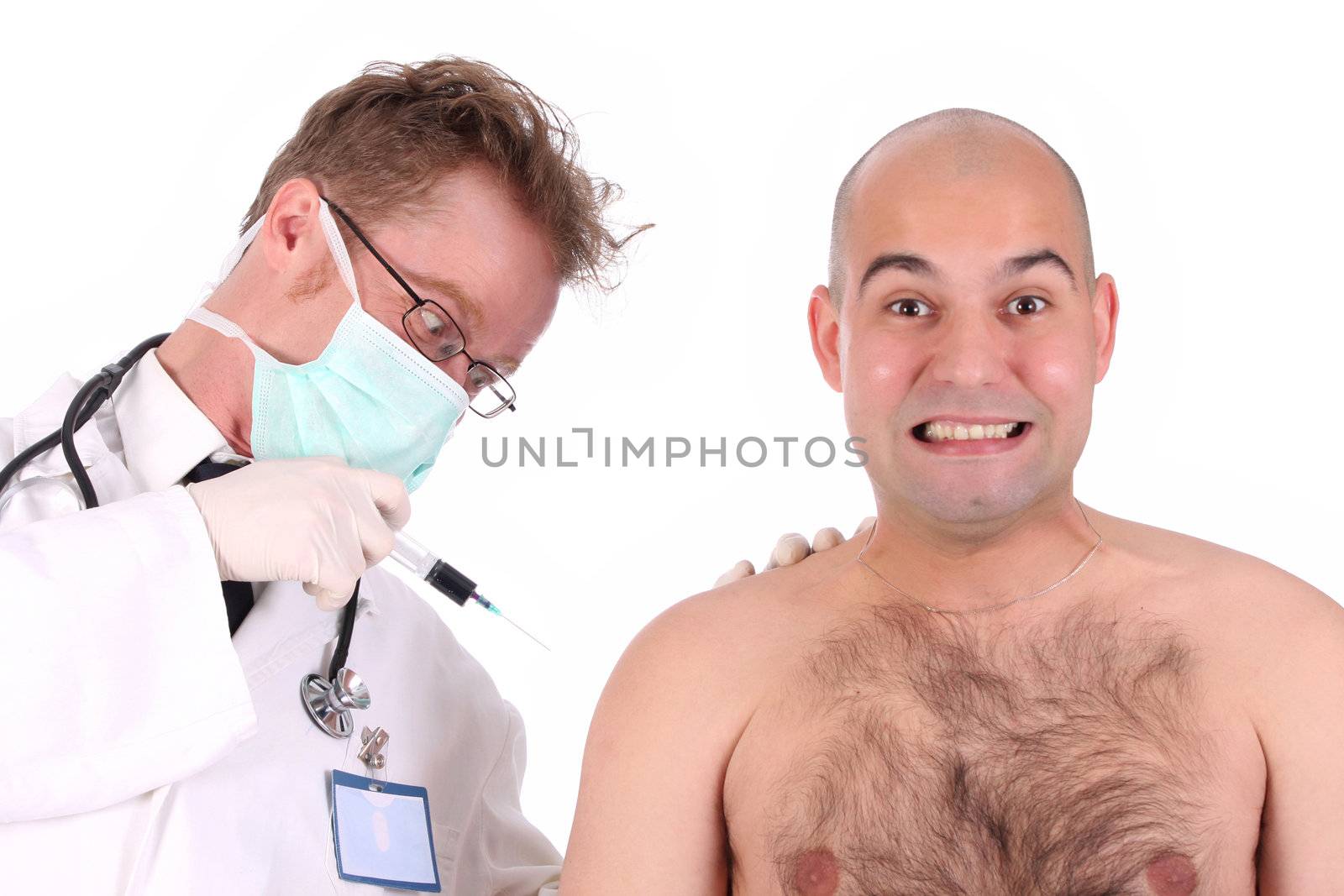 details aggressive doctor injecting a funk patient 