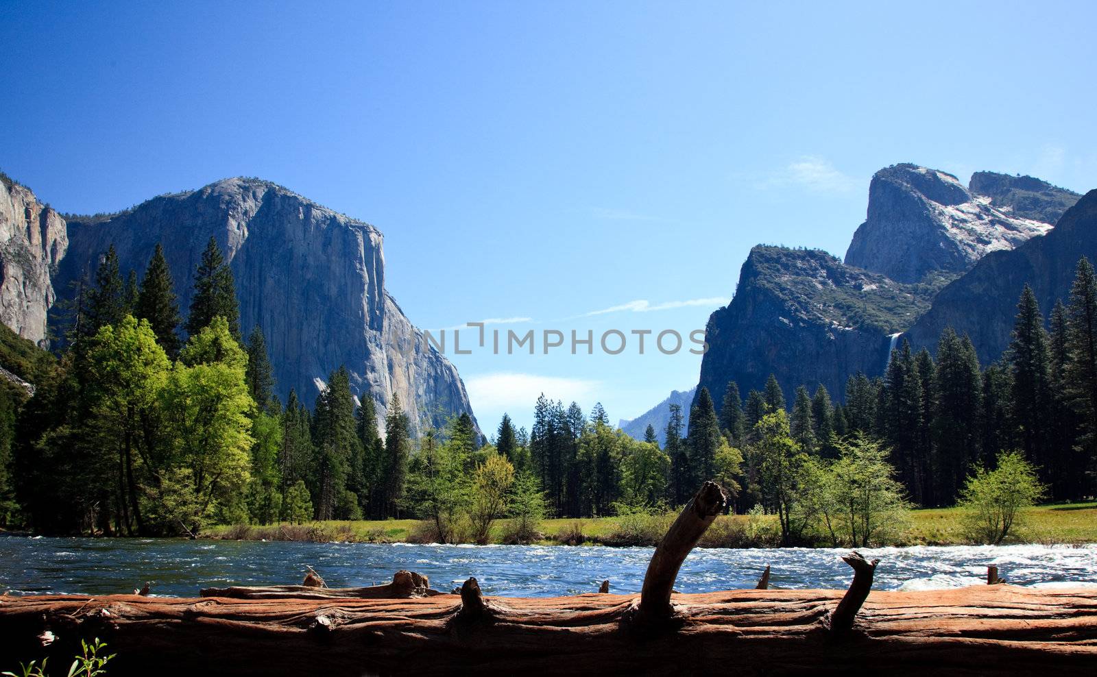 View into Yosemite Valley from Merced River by steheap