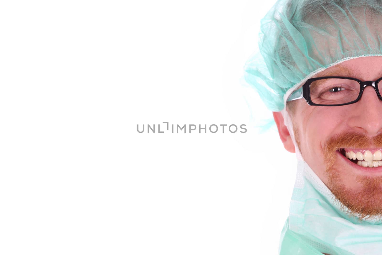 portrait of a surgeon on white background