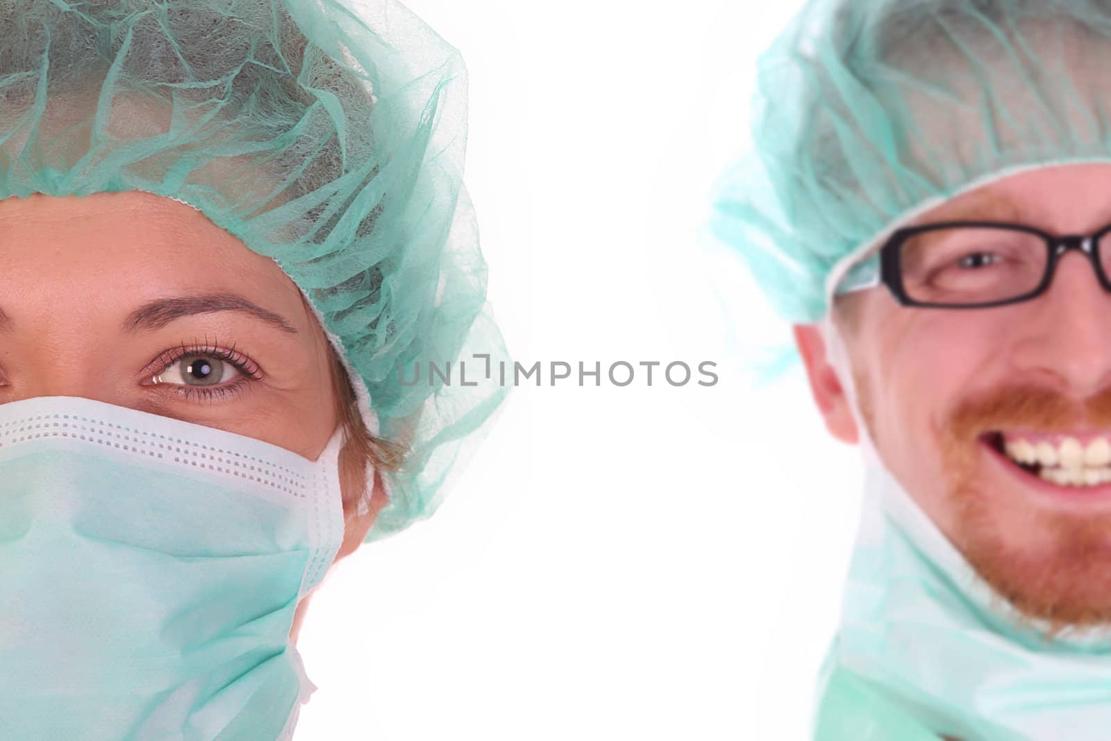 portrait of a surgeon on white background