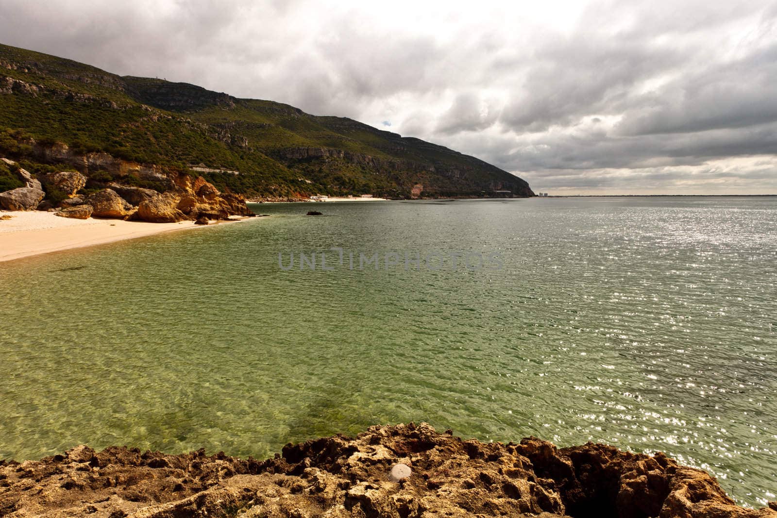 Beach landscape in the National park of Arrabida.