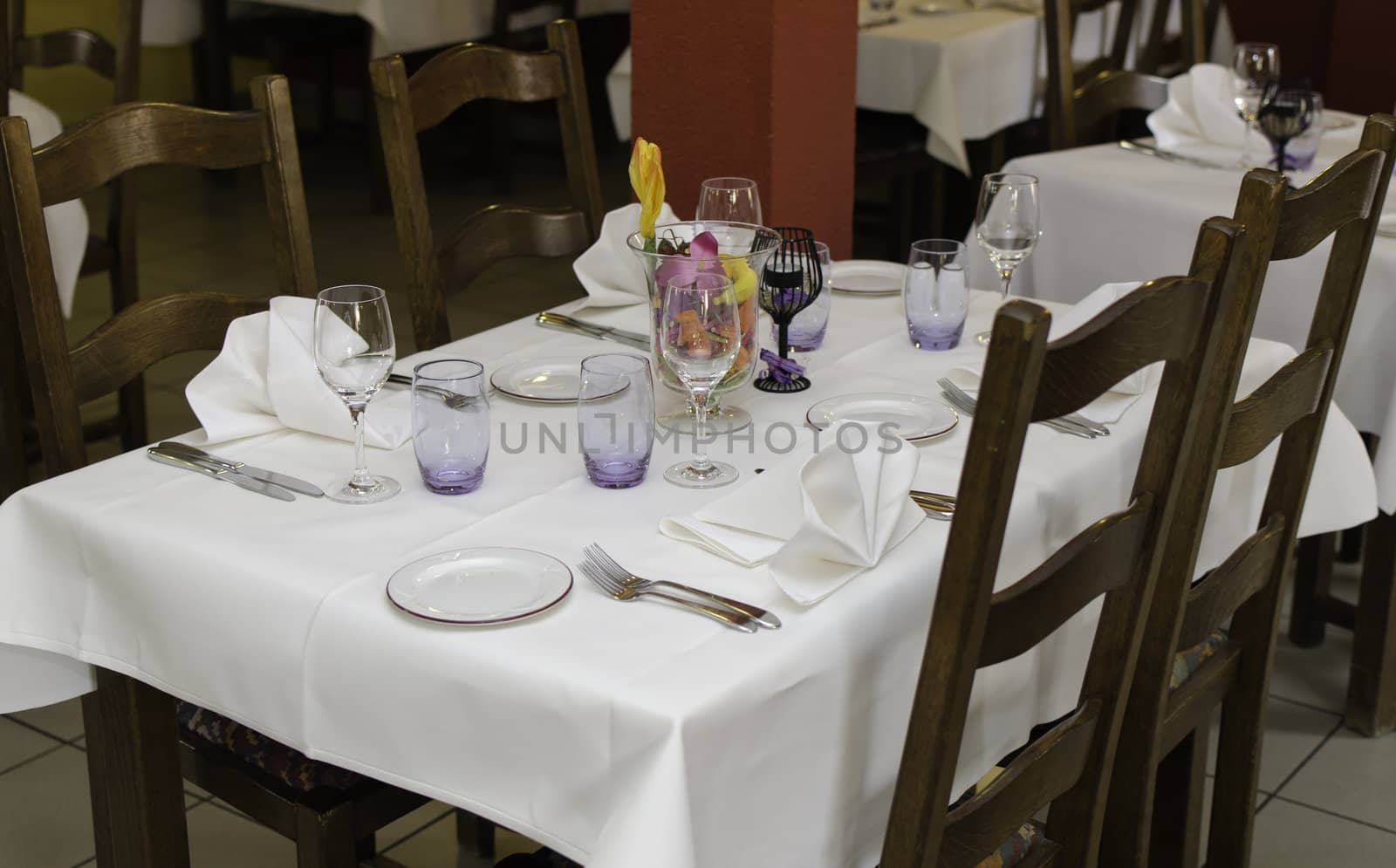 A table set in a restaurant
