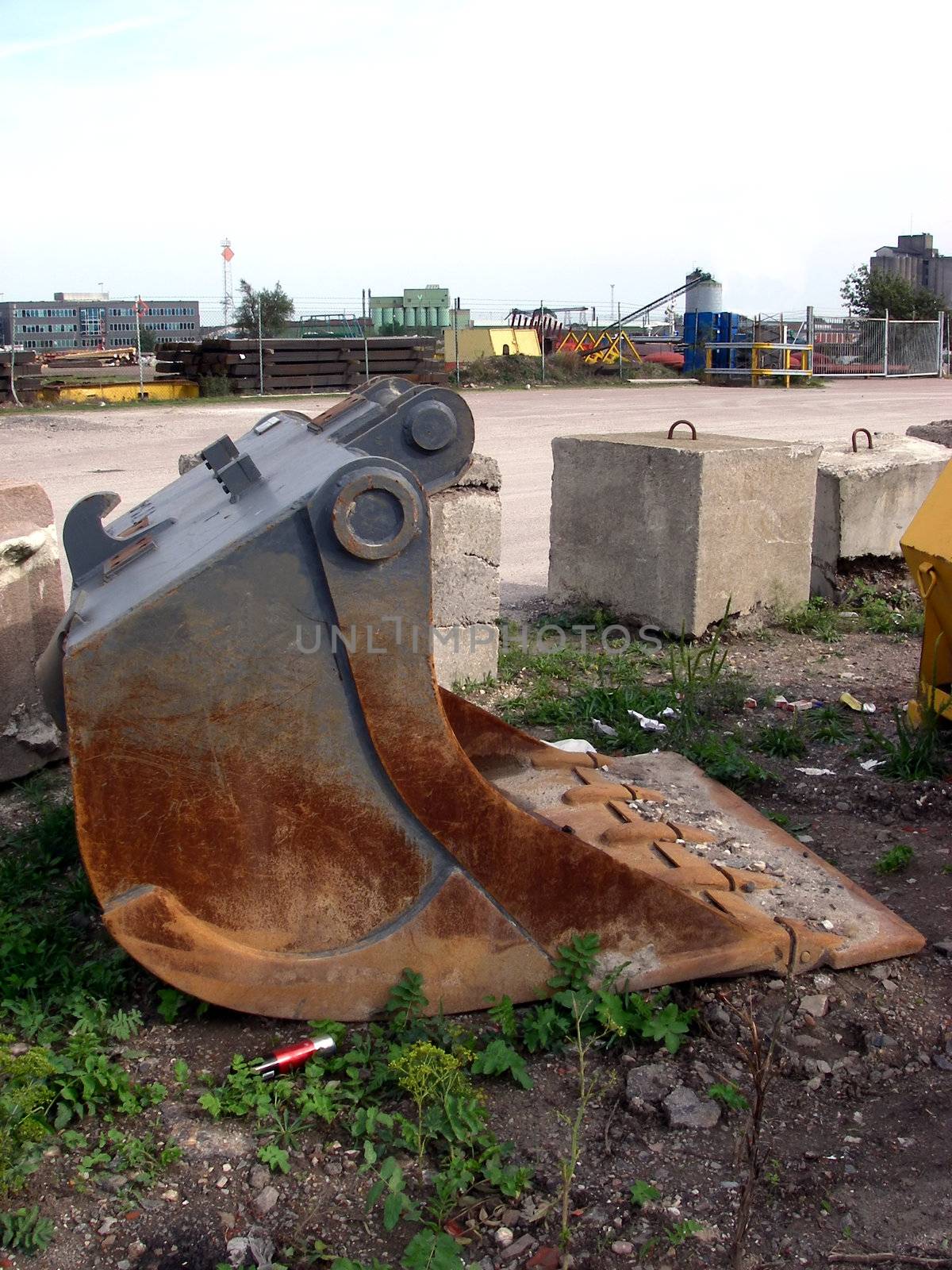 portrait of industrial excavator bucket